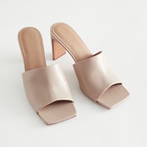 & Other Stories Heeled Leather Square Toe Sandals 100% leather